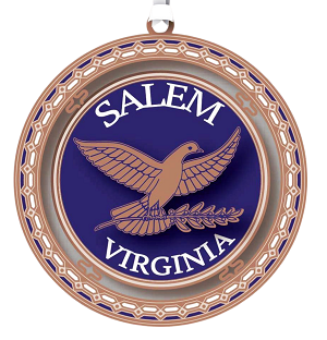 Here's an alt tag for the image: Salem, Virginia commemorative medallion.