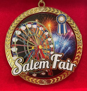 Here's an alt tag for the image: Salem Fair commemorative medal.