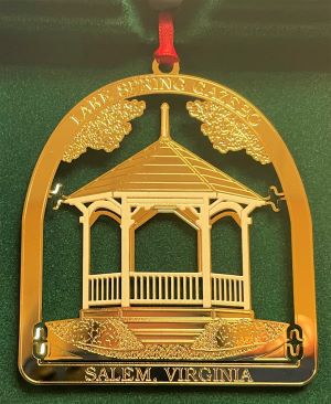 Here's an alt tag for the image: Gold Salem, Virginia gazebo ornament.