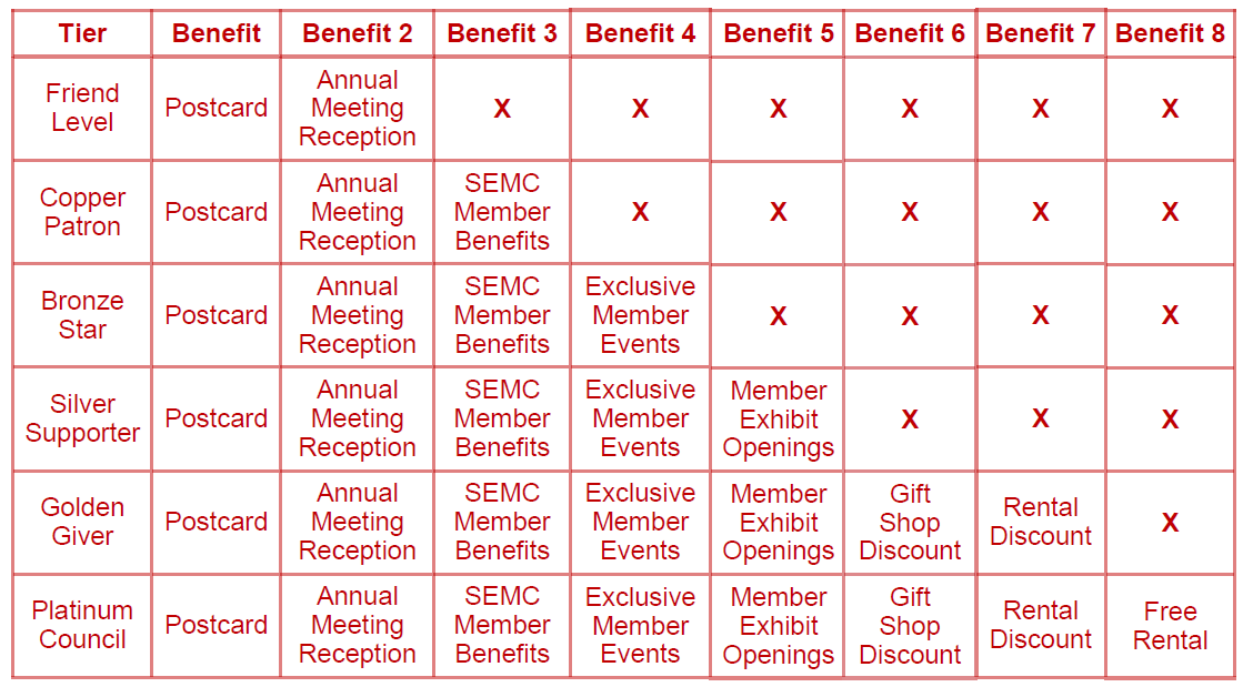 Member Benefits Table 2025 Member Benefits Table 2025