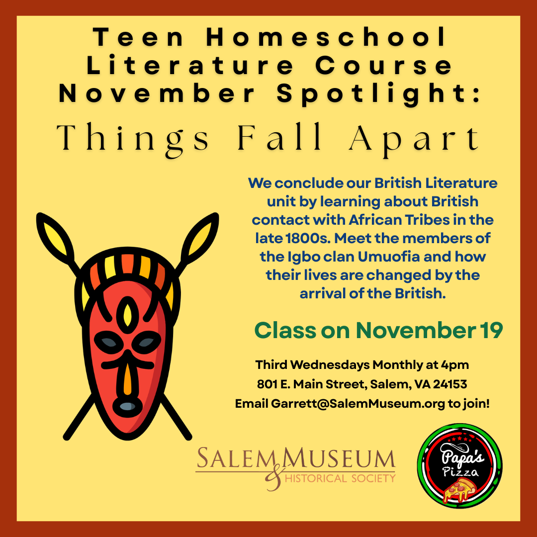 Things Fall Apart Teen Homeschool Lit Course 2025-2026 Square Flyer