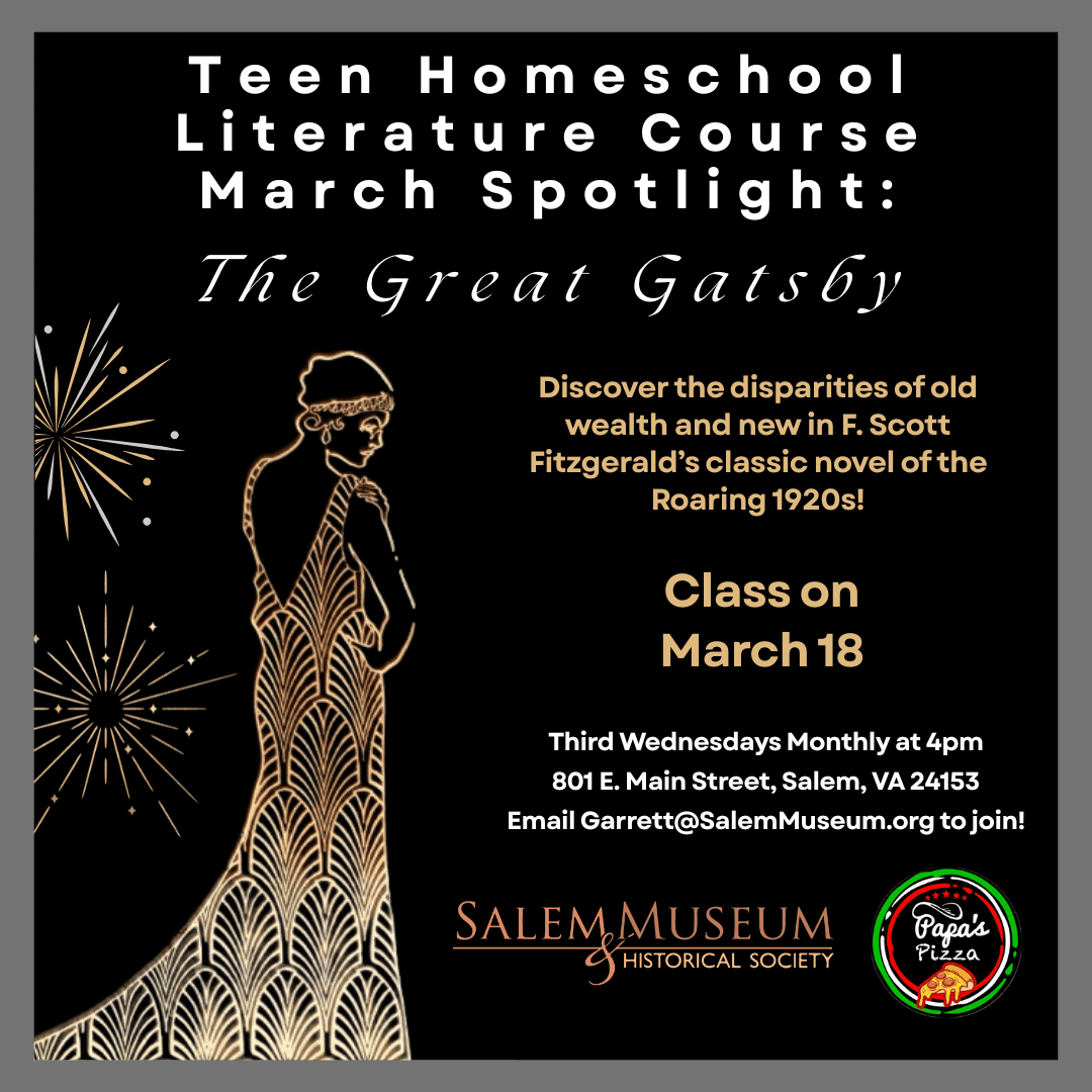 The Great Gatsby Teen Homeschool Lit Course 2025-2026 Square Flyer
