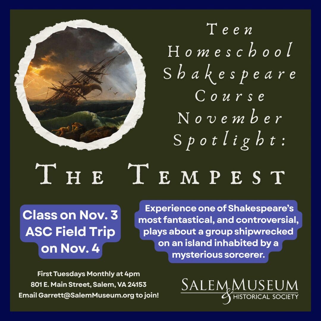 Tempest Teen Homeschool Shakespeare Course 2026-2027 Square Flyer